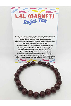Lal (Garnet) Doğal Taş Bileklik 8 mm Orijinal Doğal Taş
