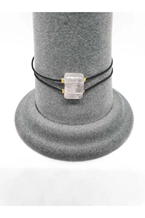 Pembe Kuvars Doğal Taş Tasarım Bileklik