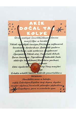 Turuncu Akik Taşı Kolye Ayarlanabilir Orijinal Doğal Taş Çok Fonksiyonlu Kolye 10 mm