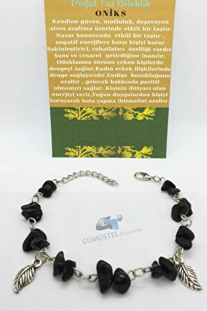 Sertifikalı Oniks Taşı Bileklik Orijinal Doğal Taş Tasarım Bileklik