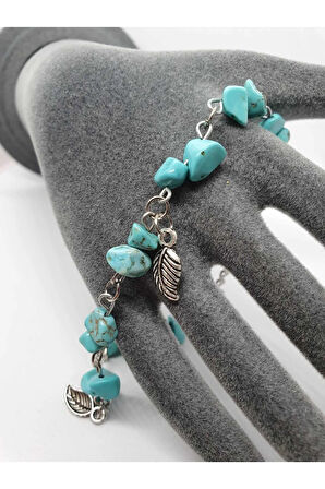 Sertifikalı Turkuaz Taşı Bileklik Orijinal Doğal Taş Tasarım Bileklik