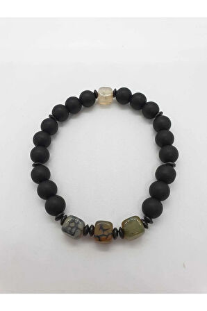 Akik Hematit Oniks Doğal Taş Bileklik