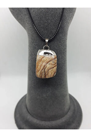 Jasper Taşı Doğal Taş Kolye (Zincir ve İp Dahil)