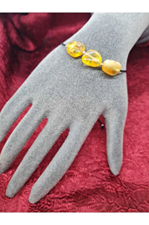 Doğal Ham Damla Kehribar Bileklik