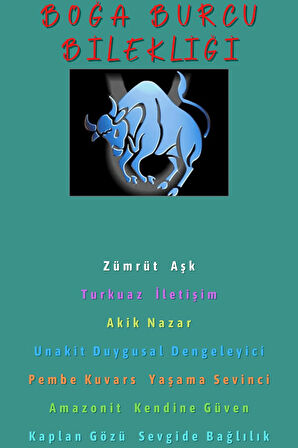 Sertifikalı Boğa Burcu Bileklik Doğal Taş