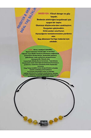 Obsidyen & Akik Doğal Taş Bileklik