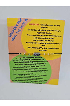 Obsidyen & Akik Doğal Taş Bileklik