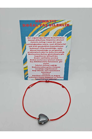 Hematit Doğal Taş Kalp Bileklik