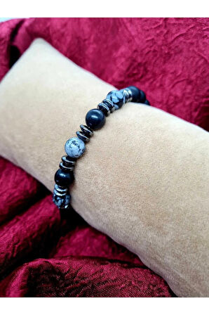 Obsidyen & Hematit & Oniks Doğal Taş Bileklik
