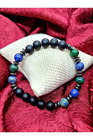 Azurit & Hematit & Oniks Doğal Taş Bileklik