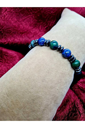 Azurit & Hematit & Oniks Doğal Taş Bileklik