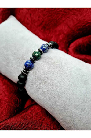 Azurit & Hematit & Oniks Doğal Taş Bileklik