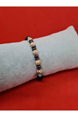 Doğal Taş Rodokrozit & Hematit & Oniks Doğal Taş Bileklik