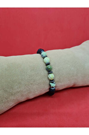Doğal Taş Krizopras & Hematit & Oniks Bileklik