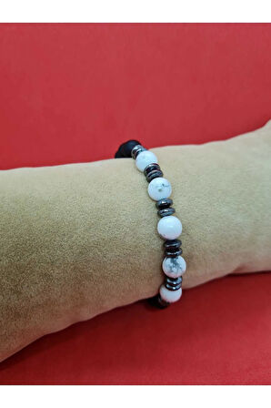 Doğal Taş Havlit & Hematit & Oniks Bileklik