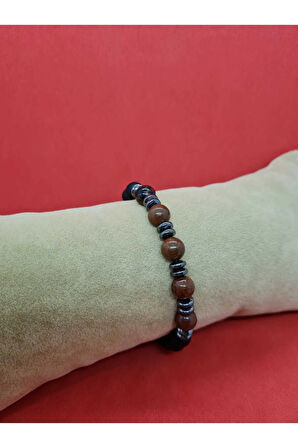 Doğal Taş Obsidyen & Hematit & Oniks Taşı Bileklik