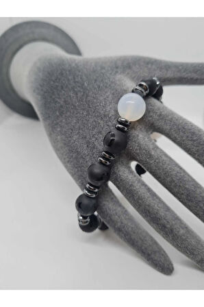 Opal, Obsidyen, Hematit, Oniks Doğal Taş Bileklik Tasarım