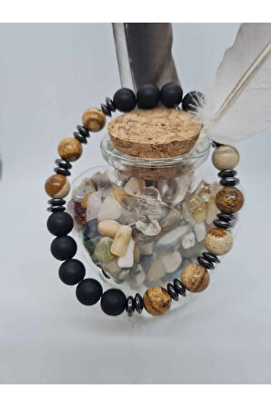 Jasper , Hematit , Oniks Doğal Taş Bileklik Tasarım