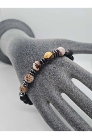 Jasper Hematit  Oniks Doğal Taş Bileklik Tasarım