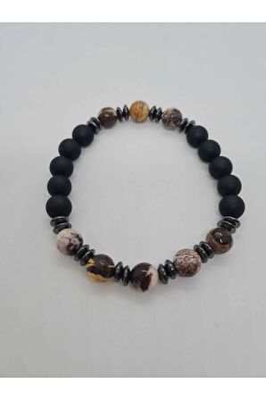 Jasper Hematit  Oniks Doğal Taş Bileklik Tasarım