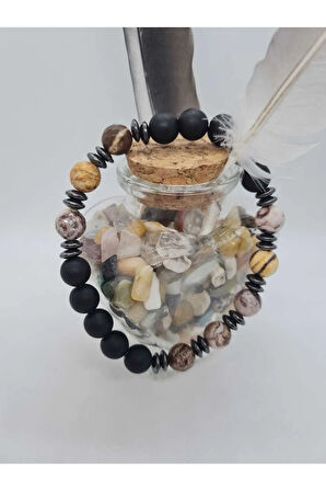 Jasper Hematit  Oniks Doğal Taş Bileklik Tasarım