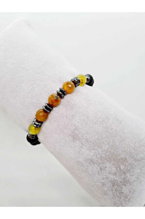 Akik Hematit Oniks Doğal Taş Bileklik