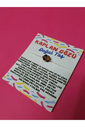 Kaplan Gözü Doğal Taş Asansörlü İp Bileklik