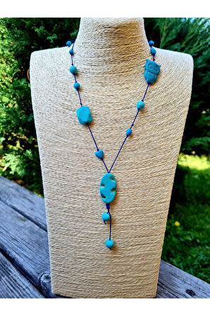 Sertifikalı Turkuaz Doğal Taş Kolye Baykuş Detaylı Tasarım Cazibe Nazar Sadakat Iletişim