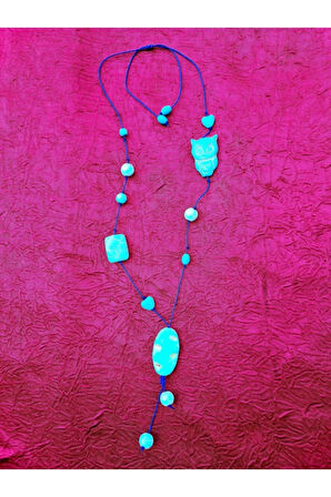 Sertifikalı Turkuaz Doğal Taş Kolye Baykuş Detaylı Tasarım Cazibe Nazar Sadakat Iletişim