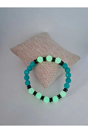 Amazonit Kedi Gözü Hematit Doğal Taş Bileklik Karanlıkta Işık Saçar