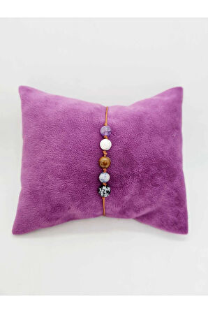 Sertifikalı Özel Tasarım Doğal Taş Ikizler Burcu Bileklik Obsidyen Sodalit K.Gözü Havlit Ametist