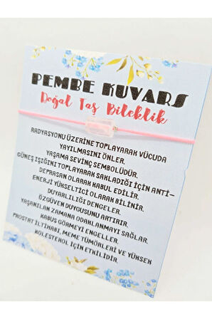 Pembe Kuvars Doğal Taş Bileklik Aaa Kalite