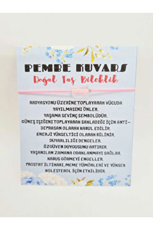 Pembe Kuvars Doğal Taş Bileklik Aaa Kalite