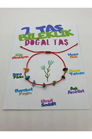 7 Taş Bileklik Doğal Taş Ip Bileklik Akik Turkuaz Ametist Sodalit Yeşim Yıldız Obsidyen