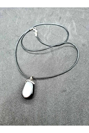 Hematit Taşı Doğal Taş Kolye (Zincir ve İp Dahil) Zirkon Taş Detaylı