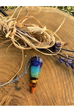 Pandül Kesim 7 Çakra Doğal Taş Kadın Kolye