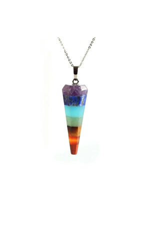 Pandül Kesim 7 Çakra Doğal Taş Kadın Kolye