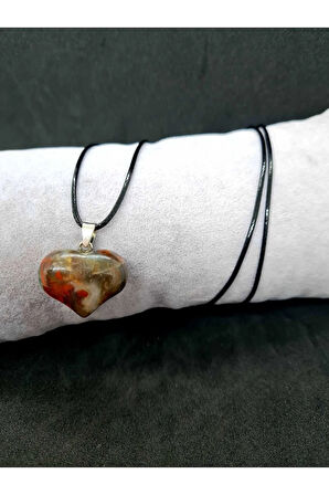 Doğal Kantaşı Kalp Kolye Zincir Dahil