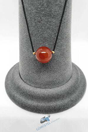 Turuncu Akik Taşı Kolye Ayarlanabilir Orijinal Doğal Taş Çok Fonksiyonlu Kolye 10 mm