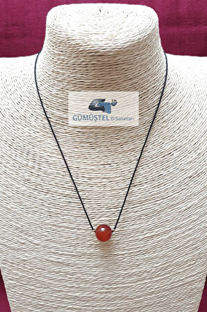 Turuncu Akik Taşı Kolye Ayarlanabilir Orijinal Doğal Taş Çok Fonksiyonlu Kolye 10 mm