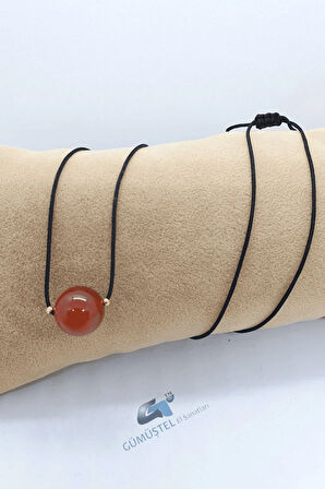 Turuncu Akik Taşı Kolye Ayarlanabilir Orijinal Doğal Taş Çok Fonksiyonlu Kolye 10 mm