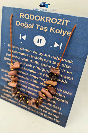 Rodokrozit Taşı Tasarım Kolye Ayarlanabilir Orijinal Doğal Taş Çok Fonksiyonlu Kolye