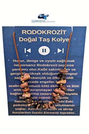 Rodokrozit Taşı Tasarım Kolye Ayarlanabilir Orijinal Doğal Taş Çok Fonksiyonlu Kolye