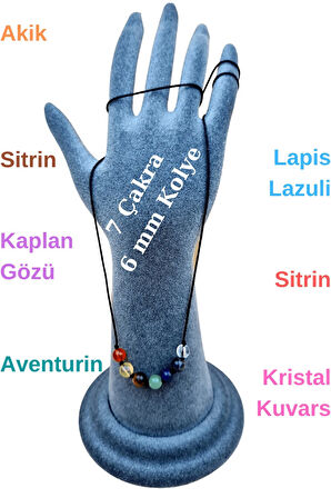 Doğal 7 Çakra Özel Tasarım Kolye Orijinal Doğal Taş 6 mm