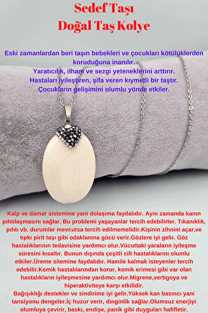 Sedef Doğal Taş Kolye Taş Detaylı Zincir Hediyeli