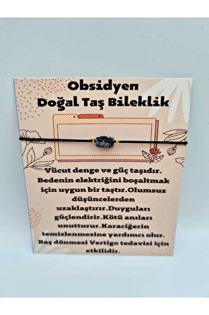 Doğal Taş Obsidyen Taşı Bileklik