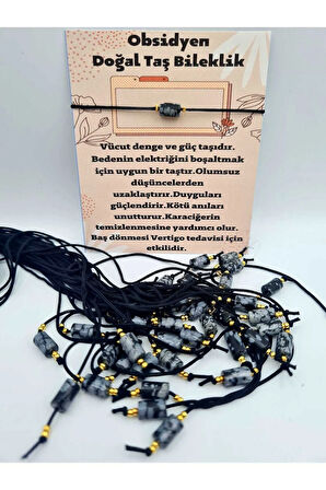 Doğal Taş Obsidyen Taşı Bileklik