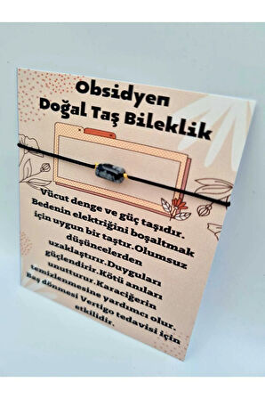 Doğal Taş Obsidyen Taşı Bileklik