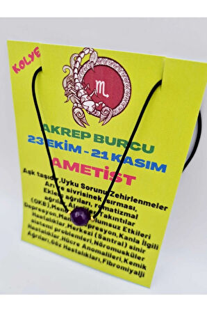 Akrep Burcu Ametist Taşı Doğal Taş Kolye