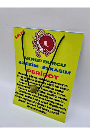 Akrep Burcu Peridot Taşı Doğal Taş Kolye